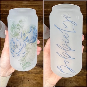 Flower Glass Cup | Bamboo Lid | Bridesmaid Gift | Aunt | Mom | Bridal Shower | Gift Idea | Iced Coffee Glass Cup