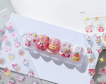 5D Adorable Cartoon Embossed Nail Decals, Nails Art Sticker (49)