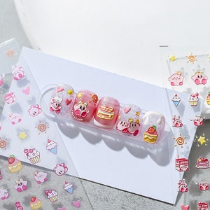 5D Adorable Cartoon Embossed Nail Decals, Nails Art Sticker (49)