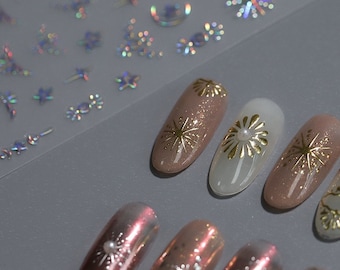 5D Gold Moon Nail Stickers, Gold Star Nail Decals,  Nail Stickers, Embossed Nail Decal Art (321）
