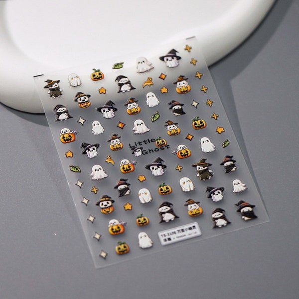 Halloween 5D Nail Stickers: Little Ghosts Sticker, Witches, Embossed Nail Decal, Nail Art Stickers, DIY Nail（352）