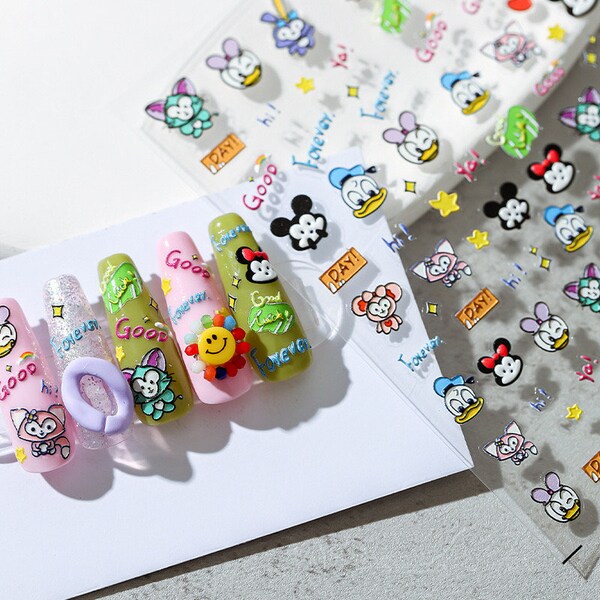 5D Donald Duck Nail Decal, Daisy Duck Nail Decals, Mickey and Minnie Mouse Nails Art Stickers, Cartoon Nail Stickers (147)