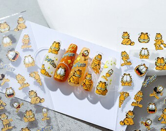 5D Charakter Nagelsticker, Katzen Nagel Sticker, Tier Nagelsticker, Cartoon Nagel Sticker, Geprägt (34)