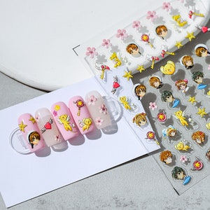 5D Cardcaptor Sakura Nail Decal, Cartoon Nail Decals, Embossed Nail Stickers, DIY Nails (212)
