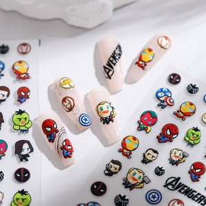 5D The Avengers Nail Decal, Character Nail Stickers, Embossed Nails Art Decal (52)