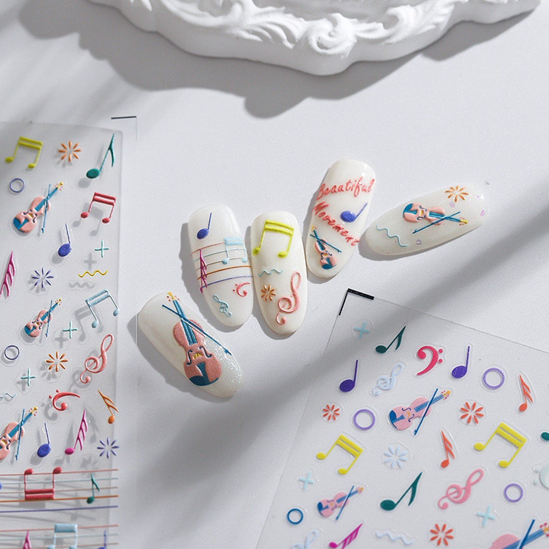5D Violin Nail Decal, Music Nail Decals, Music Note Nails Art Stickers