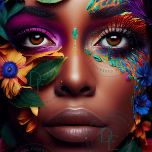 Frauenportrait: Farbenfrohe KI Kunstdruck (Digitaler Download)