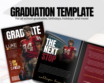 Football Magazine Template | Senior Graduation Invitation | Senior Magazine Template | Graduation Magazine Digital Invitation | DIY Invite