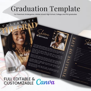 Graduation Magazine Template | Senior Graduation Invitation | Senior Magazine Template | Graduation Magazine Cover | DIY Graduation Invite