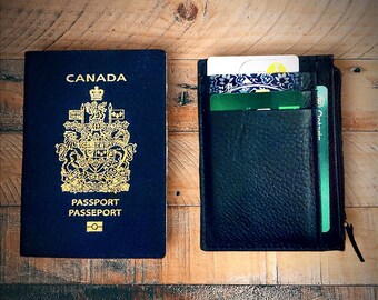 Genuine Leather Card Holder With Zip Cash/Coin Sleeve Multipurpose Wallet