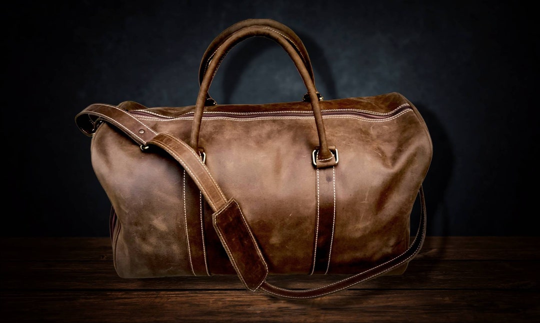 Personalized 23 Genuine Leather Duffle Bag Crazy Horse Etsy