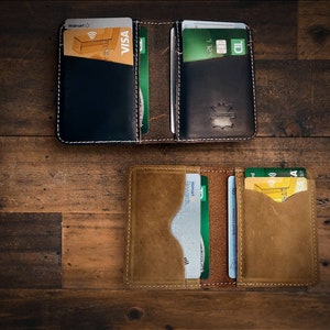 Portefeuille à deux volets en cuir véritable fait main pour hommes et femmes Portefeuille unisexe compact de couleur contrastée pour les voyages, le travail quotidien