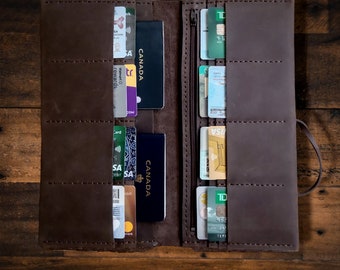 Personalized Handmade Leather Long Travel Family Passport Holder Wallet 4 Passport 16 Card Slot Handmade Leather Travel Cover Holder Gift