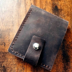 Cartera Crazy Horse de cuero genuino hecha a mano