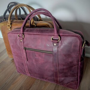 Sac pour ordinateur portable personnalisé fait main en cuir véritable Crazy Horse sac de travail de bureau en cuir sac messager de voyage sac à dos pour ordinateur portable pour homme image 3