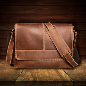 Sac pour ordinateur portable personnalisé en cuir véritable fait main Crazy Horse sac de travail de bureau en cuir sac messager de voyage sac d'ordinateur portable pour homme