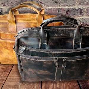 Sac pour ordinateur portable personnalisé fait main en cuir véritable Crazy Horse sac de travail de bureau en cuir sac messager de voyage sac à dos pour ordinateur portable pour homme
