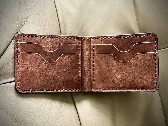 Handmade Full Grain Leather Bifold Wallet for Men, Durable Stitching, Lifetime Usage