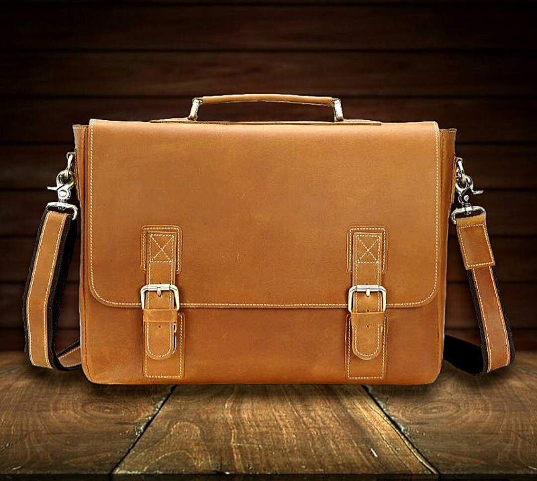 Bolso para portátil de cuero genuino personalizado hecho a mano