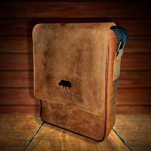 Sac messager personnalisé en cuir pleine fleur Crazy Horse pour voyage et travail sac à bandoulière messager latéral pour homme