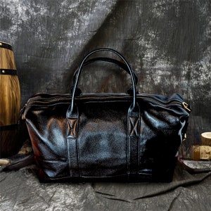 Sac de sport unisexe en cuir véritable fait main de 16 pouces pour voyage, travail, sac de sport Sac de sport pour femme de week-end pour la nuit
