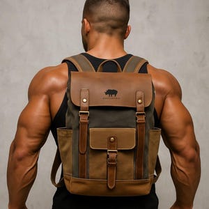 Sac à dos personnalisé en toile cirée, Sac à dos en cuir et toile cirée, Sac à dos en toile, Sac en toile cirée, Sac à dos en toile, Sac à dos imperméable, Randonnée