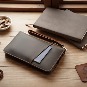 Leather Passport Pouch RFID Zipper, Secure Travel Wallet, Personalized Passport Cover Zip Leather Travel Document Holder, Custom Travel Case