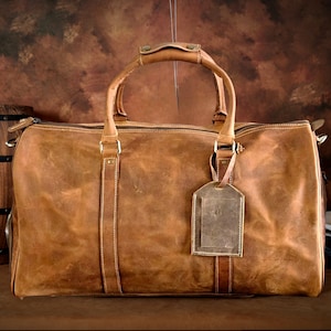 Sac de week-end en cuir pleine fleur fait main avec poche pour chaussures et compartiment pour ordinateur portable pour homme Sac de week-end de voyage en cuir véritable pour homme