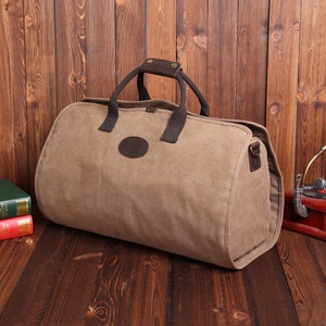 Personalisierter Seesack, Gewachster Canvas Seesack, Kleidersack, Canvas Leder Weekender Bag, Große Reise Reisetasche, Groomsmen Geschenk