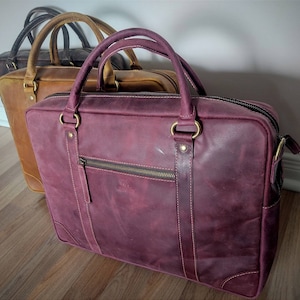 Sac pour ordinateur portable personnalisé fait main en cuir véritable Crazy Horse sac de travail de bureau en cuir sac messager de voyage sac à dos pour ordinateur portable pour homme image 9