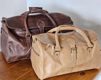 Genuine Handmade Leather 16inch  Ladies Duffel Bag For Travel, Work, Gym Bag Overnight Weekender Ladies Duffle Bag - Minor Fault.