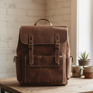 Handmade Full Grain Leather Backpack: Crazy Horse Travel Rucksack (Holds 16.5” Laptop)
