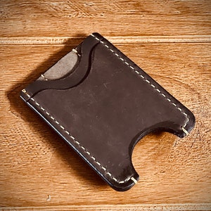 Porte-cartes en cuir véritable fait main avec clip Porte-cartes premium Crazy Horse pour homme