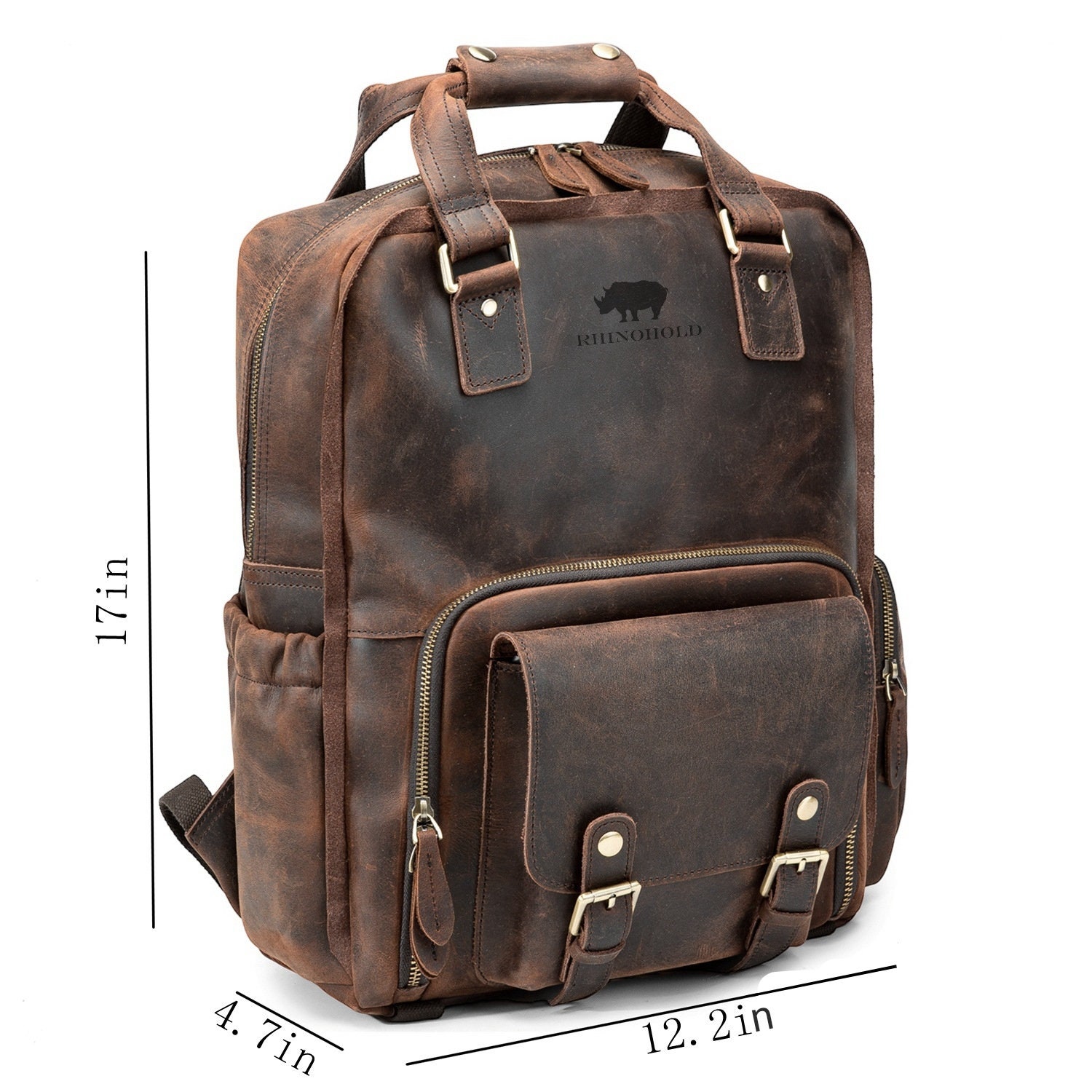 Genuine Cow Leather Crazy Horse Backpack Laptop Bag Camera