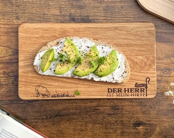 Edles Frühstücksbrett mit christlicher Gravur "Der Herr ist mein Hirte" aus geöltem Eichenholz | LENA