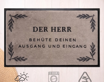 Waschbare christliche Fußmatte „Der Herr behüte“ | Schmutzfangmatte 60x40 cm | Türmatte für innen und außen