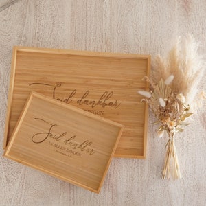 Bamboo wood serving board with engraved Bible verse