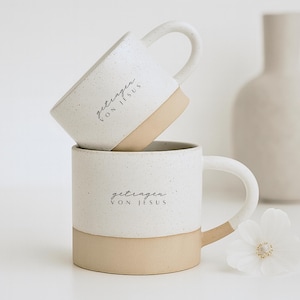 Gravierte Steingut Tasse Christlich "getragen von Jesus" l 100% Handmade l RUSTY  180 und 300ml | christliches Geschenk l Glaube