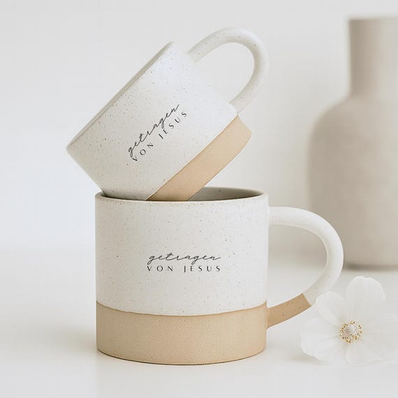Gravierte Steingut Tasse Christlich 