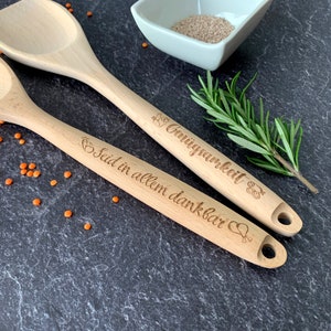 Wooden spoon kitchen helper with engraving made of beech wood - Christian | Personalizable