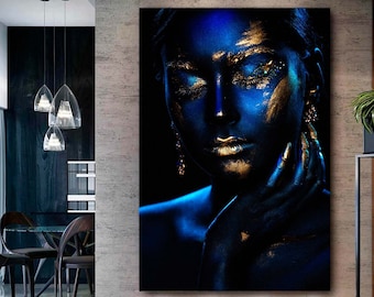 Modern African Woman Canvas Art Print, Ethnic Ladies Portrait