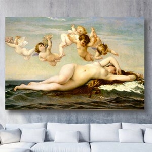 Alexandre Cabanel - The Birth Of Venus Canvas Wall Art, Large Framed Fine Art Print Home Decor Wall Art, French Classical Art, Wall Decor