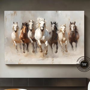 Running Horses Canvas Wall Art: Wild Animal Painting, Ready to Hang