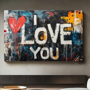 Banksy Graffiti Art Street |Graffiti Hearts Love | Graffiti wall art print | Banksy paint hearts | Large Framed Wall Art Set | ready hangig