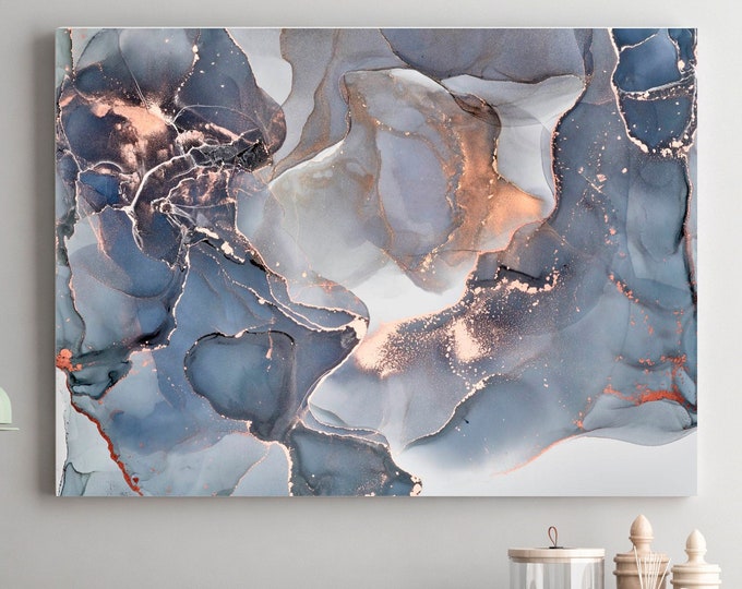 Marble Artwork | Blue Marble Wall Art | Blue Marble Print |Gold Marble | Gold Wall Art | Canvas Print wall Art | Wall Hangigin Blue Marble