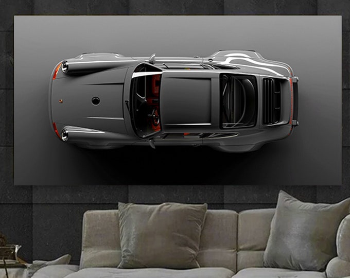 Porsche 911 Canvas Sport GREY Car Wall Art Print Motivation Office Wall Decor Сar Poster Porsche Fan Gift Large Canvas Print Home Gift Home