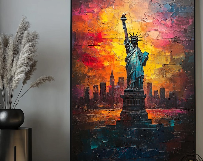 Statue of Liberty Abstract Art Framed Poster, Liberty Statue, Liberty, Landmark, 4th of July, New York Print, New York Poster, Travel Poster