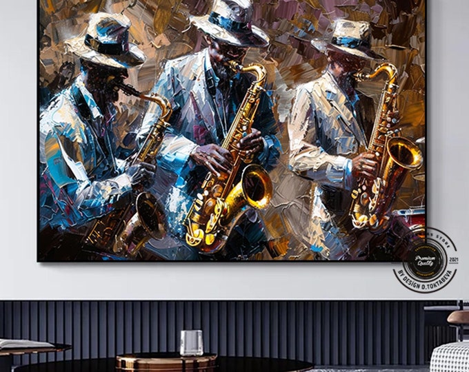 Abstract Jazz Music Wall Art, Jazz Canvas Wall Art, African Wall Art Canvas, Music Studio Decor, Jazz Band Wall Art, African Art Wall Decor