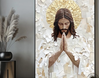 Handmade Jesus Canvas Art Print: Contemporary Christian Wall Decor