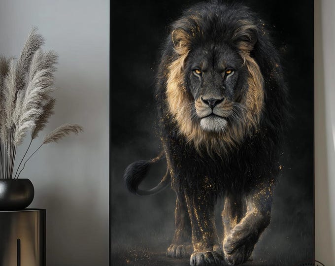 Abstract Lion Framed Canvas: Colorful Wall Art, Ready to Hang